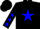 Silk - Black, electric blue star, blue stars on sleeves