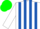 Silk - White, royal blue and kelly green stripes, kelly green with white and royal blue stripes, white,blue and green cap