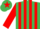 Silk - Emerald green & red stripes, red sleeves, red star on cap