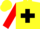Silk - Yellow, black cross, yellow bars on red sleeves, yellow cap