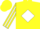 Silk - Yellow, yellow and white emblem, white oc, peach diamond stripe on sleeves, yellow cap