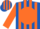 Silk - Royal blue, orange disc, orange stripes on sleeves, blue cap, orange stripes