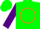 Silk - Green, orange circle, purple sleeves
