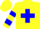 Silk - Yellow, blue cross,blue hoops on slvs