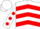 Silk - White, red chevrons, red spots on sleeves