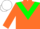 Silk - Orange body, green chevron, orange arms, white cap