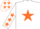 Silk - White body, orange star, white arms, orange stars, white cap, orange stars