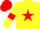 Silk - Yellow body, red star, yellow arms, red armlets, red cap, yellow hooped
