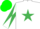 Silk - White, Emerald Green Star, Diabolo On Sleeves, green Cap