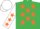 Silk - Emerald green, orange stars, white sleeves, orange stars, white cap