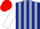 Silk - Dark blue and silver stripes, white sleeves, red cap