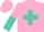 Silk - Pink, turquoise cross, pink and turquoise halved slvs