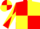 Silk - Red and yellow triangular quarters, red and yellow diagonally quartered slvs