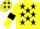 Silk - Yellow body, black stars, yellow arms, black armlets, yellow cap, black stars