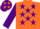 Silk - Orange body, purple stars, purple sleeves, purple cap, orange stars