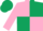 Silk - Pink body, dark green quartered, pink arms, dark green cap