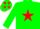 Silk - Green body, red star, green arms, green cap, red stars