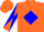 Silk - Orange, blue diamond, orange and blue diagonal quartered sleeves, orange cap