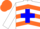 Silk - White, orange chevrons, blue cross belts, orange armlet, orange cap