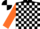 Silk - Black and white check, orange sleeves, black and white quartered cap