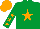 Silk - Emerald Green, Orange star, Emerald Green sleeves, Orange stars and cap