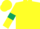 Silk - Yellow body, dark green belt, yellow arms, dark green armlets, yellow cap, dark green hooped