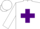 Silk - White body, purple cross belts, white arms, purple hooped, white cap, purple hooped