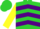 Silk - Lime green, yellow lightning bolt, purple chevrons on yellow sleeves, purple trim