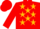 Silk - Chinese red, gold stars, chinese red cap