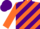 Silk - Orange and purple diagonal stripes, orange sleeves, orange and purple cap