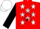 Silk - Red, white stars on black sash, white star stripe on black sleeves, white cap