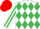 Silk - White and Emerald Green diamonds, Striped sleeves, Red cap