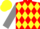 Silk - Red and Yellow diamonds, Grey sleeves, Yellow cap