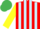 Silk - Red and Light Blue stripes, Yellow sleeves, Emerald Green cap