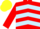 Silk - Red, light blue chevrons, red sleeves, Yellow cap