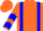 Silk - Orange, blue 'c' and braces , blue chevrons on sleeves, orange cap