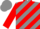 Silk - Grey and red diagonal stripes, red sleeves
