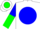 Silk - White, green shamrock on blue disc, white and blue begorragh logo, blue and green halved sleeves