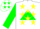 Silk - White, Green triangle, Yellow Stars On Green Sleeves