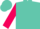Silk - Turquoise, turquoise 'h' on hot pink heart, turquoise 'rr' on hot pink slvs