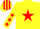 Silk - YELLOW, red star & stars on sleeves, striped cap