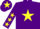 Silk - Purple, yellow star, yellow stars on sleeves, yellow star on cap