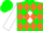Silk - Green, white diamond, orange diamonds on white sleeves, Green cap