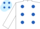Silk - White, royal blue spots, white sleeves, light blue cap, royal blue spots