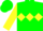 Silk - Green body, yellow triple diamond, yellow arms, green cap