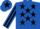 Silk - Royal Blue, Black stars, striped sleeves, Black star on cap