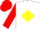 Silk - WHITE, red and yellow diamond, red sleeves, red cap