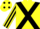 Silk - Yellow, Black cross belts, striped sleeves, Yellow cap, Black spots