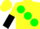 Silk - Yellow, Green large spots, Yellow & Black Halved Sleeves, Yellow Cap