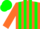 Silk - Orange, Green Braces, Green Stripes On Orange Sleeves, Green Cap